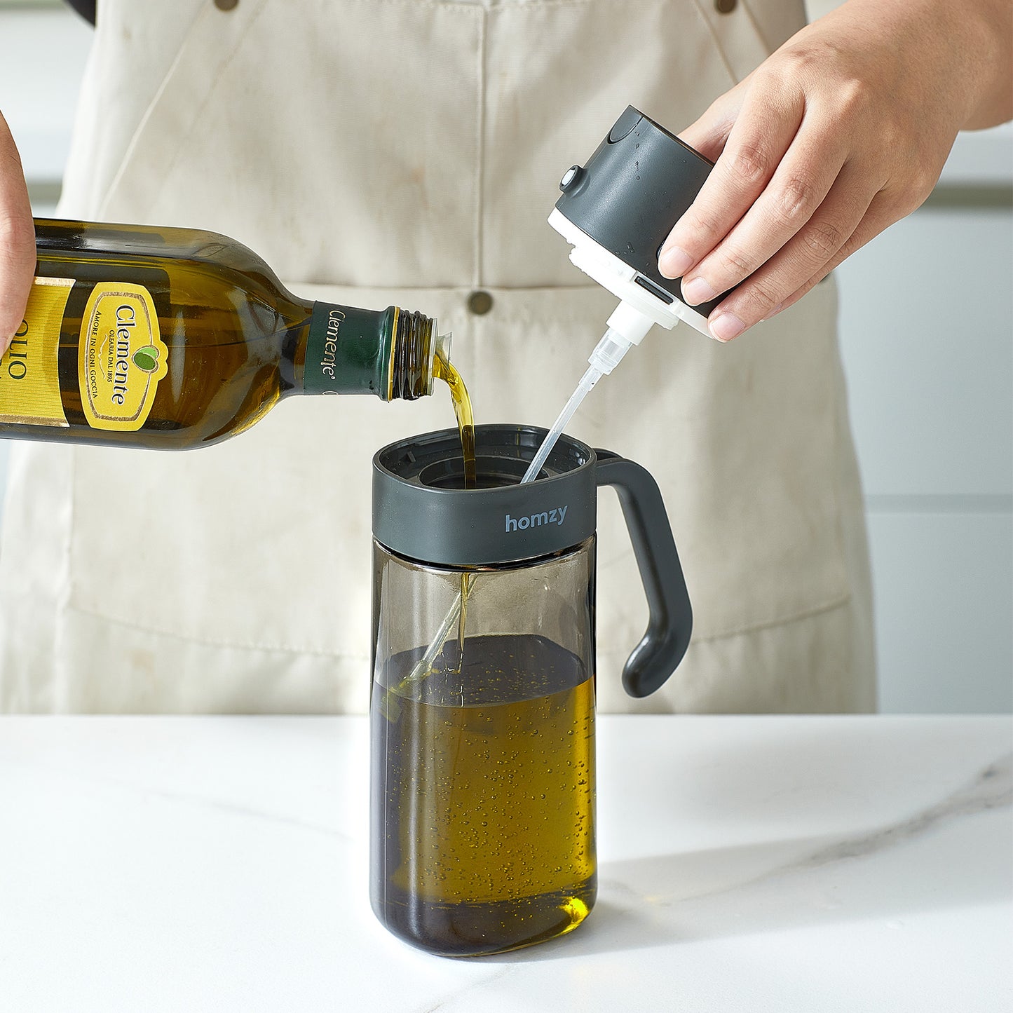 Oil Sprayer bottle - 2 σε 1  ψεκασμός και ελεγχόμενη ροή.