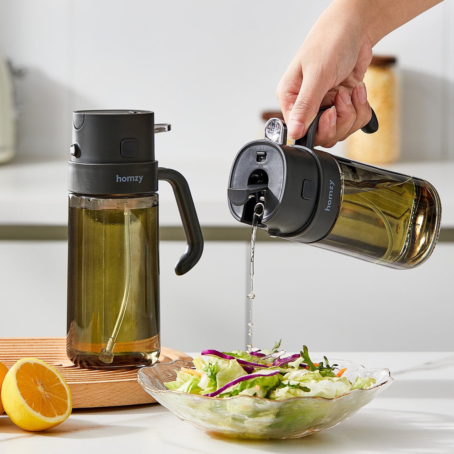 Oil Sprayer bottle - 2 σε 1  ψεκασμός και ελεγχόμενη ροή.