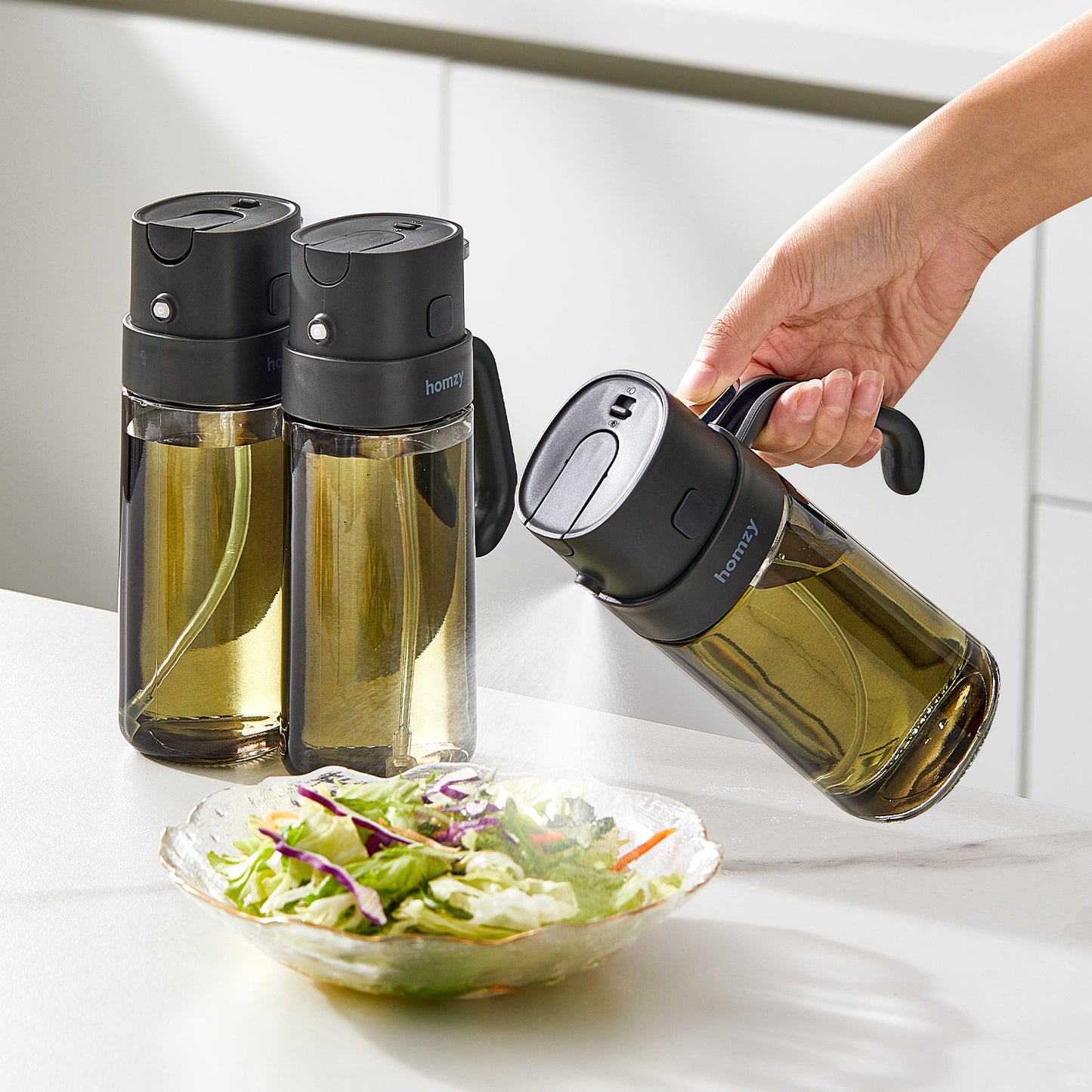 Oil Sprayer bottle - 2 σε 1  ψεκασμός και ελεγχόμενη ροή.