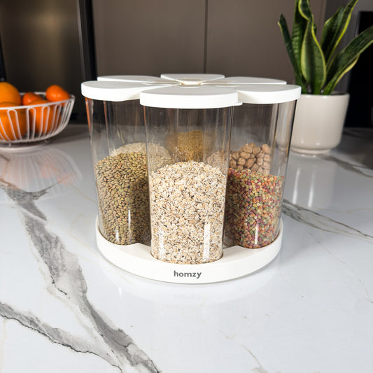 360° Rotating Storage Set - Περιστρεφόμενη Βάση Οργάνωσης Τροφίμων με 6 Δοχεία