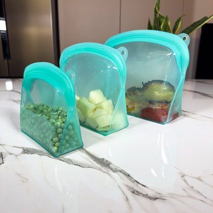 Silicone Storage Bags - Σετ 3 Σακουλες Σιλικονης Πολλαπλων Χρησεων