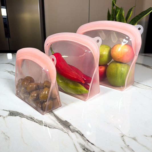 Silicone Storage Bags - Σετ 3 Σακουλες Σιλικονης Πολλαπλων Χρησεων